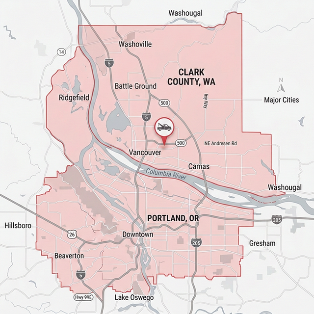 Map of Clark County and Portland